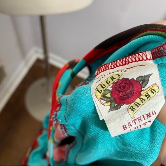 Lucky Brand Rose Label Bathing Suit Dress Floral Y2K Boho Swim Cover Up S/M - Picture 4 of 5